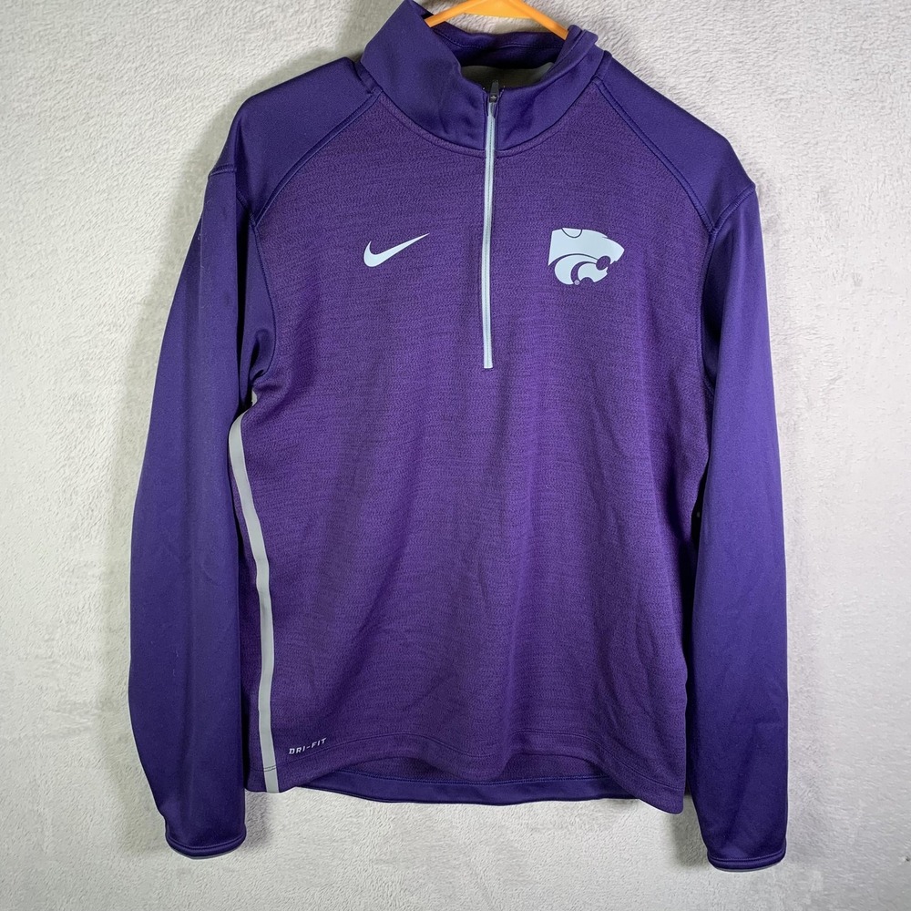 Kansas State Wildcats Shirt Mens Small Purple NCAA College Nike Dri-FIT 1/4 Zip